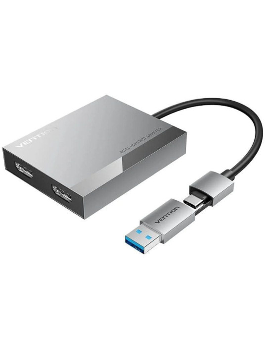 Conversor Vention ACXHB/ USB Tipo-C Macho/ USB Macho - 2x HDMI Hembra/ 15cm/ Gris
