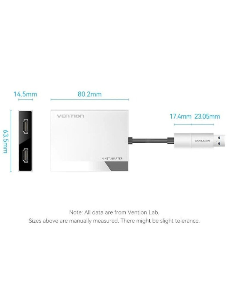 Conversor Vention ACXHB/ USB Tipo-C Macho/ USB Macho - 2x HDMI Hembra/ 15cm/ Gris