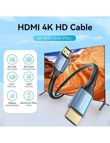 Cable HDMI 2.0 4K Vention ALHSH/ HDMI Macho - HDMI Macho/ 2m/ Azul 2