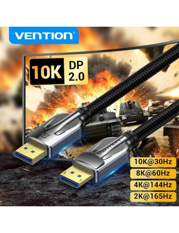 Cable DisplayPort 2.1 16K Vention HGABI/ DisplayPort Macho - DisplayPort Macho/ 3m/ Negro 2