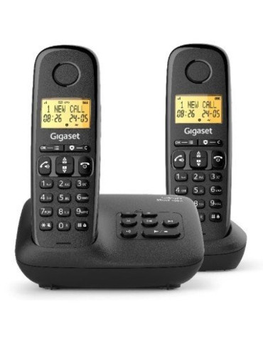 Teléfono Inalámbrico Gigaset Basic 100/ Pack DUO/ Negro