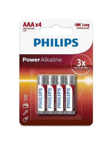 Pack de 4 Pilas AAA Philips LR03P4B/05/ 1.5V/ Alcalinas