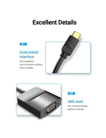 Adaptador USB Tipo-C Vention TDDBB/ USB Tipo-C Macho - VGA Hembra 2