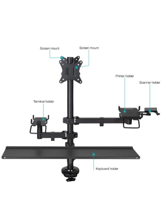 Soporte de Mesa para TPV 2 Monitores TooQ TQPM0003/ Giratorio/ Inclinable/ Rotatorio/ hasta 9kg