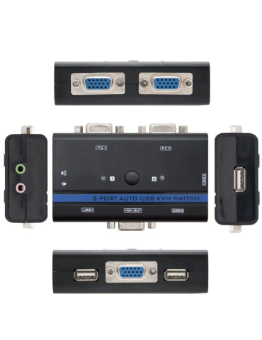 KVM Switch Nanocable 10.12.0001/ PC - CPU: 2 VGA + 2 USB + 4 JACK 3.5 / CONSOLA: 2 USB + VGA + 2 JACK 2.5/ 1.4m 2