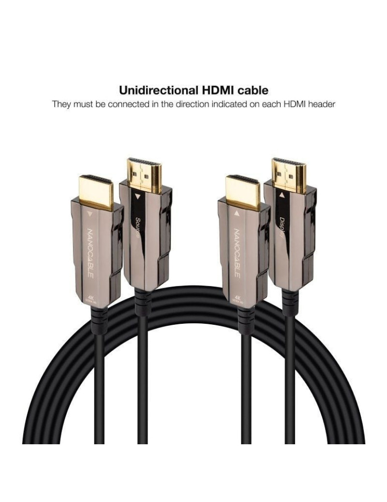 Cable HDMI 2.0 AOC 4K Nanocable 10.15.2030/ HDMI Macho - HDMI Macho/ 30m/ Negro