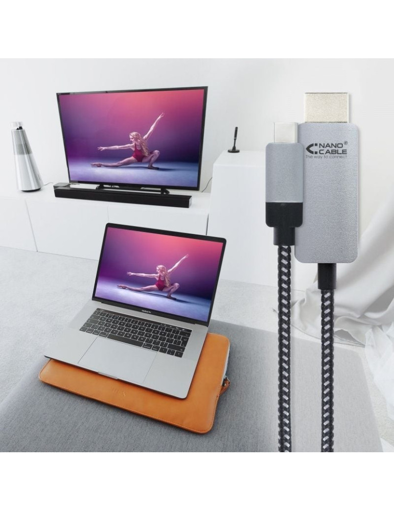 Cable Conversor Nanocable 10.15.5103/ USB Tipo-C Macho - HDMI Macho/ 3m/ Negro