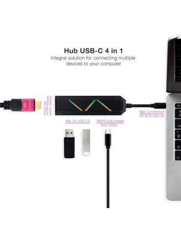 Docking USB Tipo-C Nanocable 10.16.0401/ 2xUSB/ 1xUSB Tipo-C PD/ 1xHDMI 4K 2