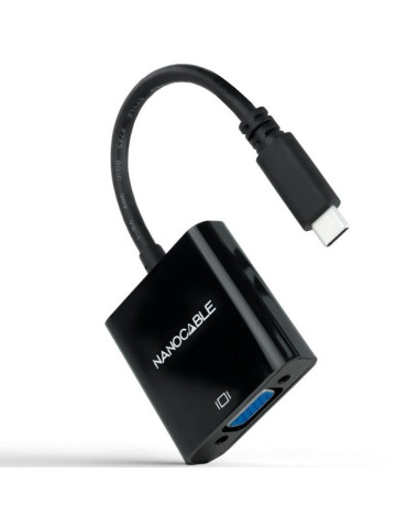 Cable Conversor Nanocable 10.16.4101-BK/ USB Tipo-C Macho - VGA Hembra/ 10cm/ Negro