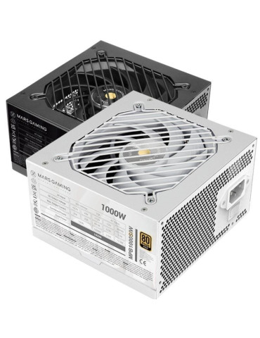 Fuente de Alimentación Mars Gaming MPB1000SI/ 1000W/ Ventilador 14cm/ 80 Plus Gold/ Blanca