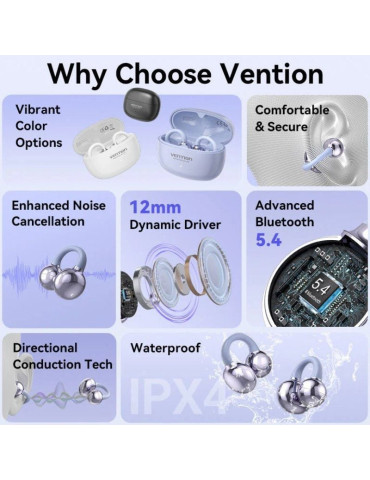 Auriculares Deportivos Bluetooth Vention Open Ear OpenBeat Echo Clip A1 NBWB0 con estuche de carga/ Negros 2