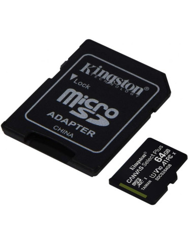 Tarjeta de Memoria Kingston CANVAS Select Plus 64GB microSD XC con Adaptador/ Clase 10/ 100MBs 2