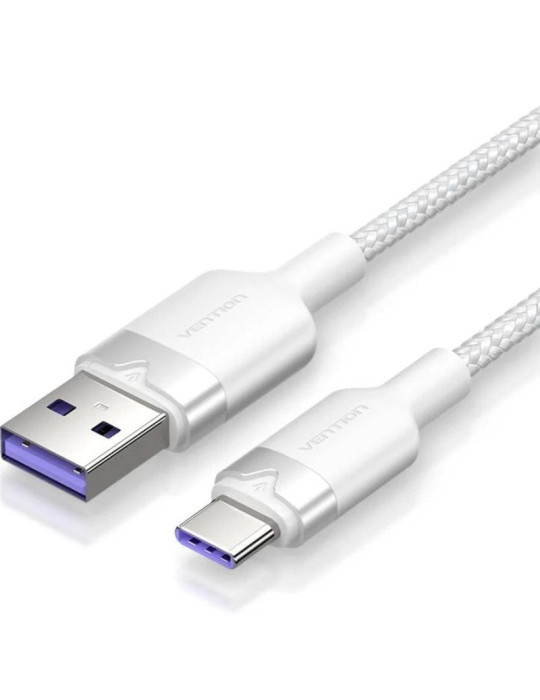 Cable USB 2.0 Tipo-C Vention CTOWF/ USB Tipo-C Macho - USB Macho/ Hasta 100W/ 480Mbps/ 1m/ Blanco