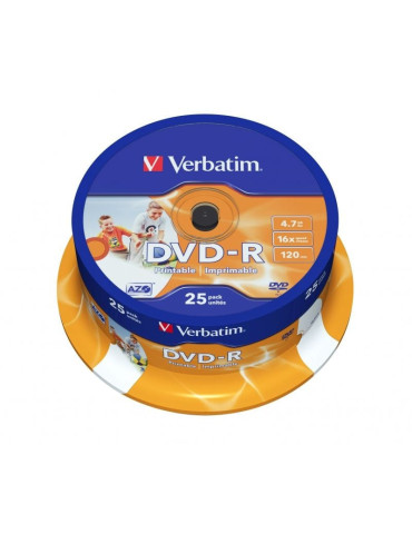DVD-R Verbatim Imprimible 16X/ Tarrina-25uds 2