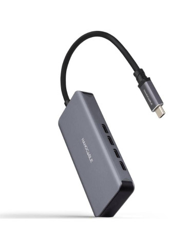Hub USB Tipo-C Nanocable 10.16.4504/ 4xUSB Tipo-C/ Gris