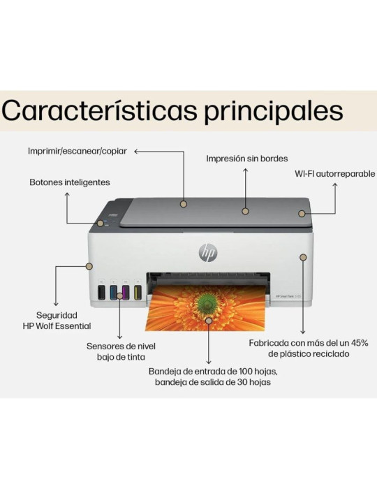 Multifunción Recargable HP Smart Tank 5105/ WiFi/ Blanca