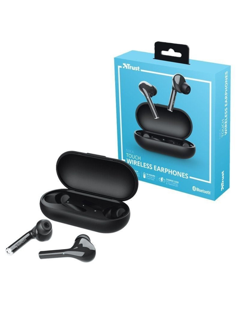 Auriculares Bluetooth Trust Nika Touch con estuche de carga/ Autonomía 6h/ Negros