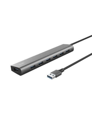 Hub USB 3.2 Gen1 Trust Halyx/ 7xUSB/ 1xUSB-C/ Gris