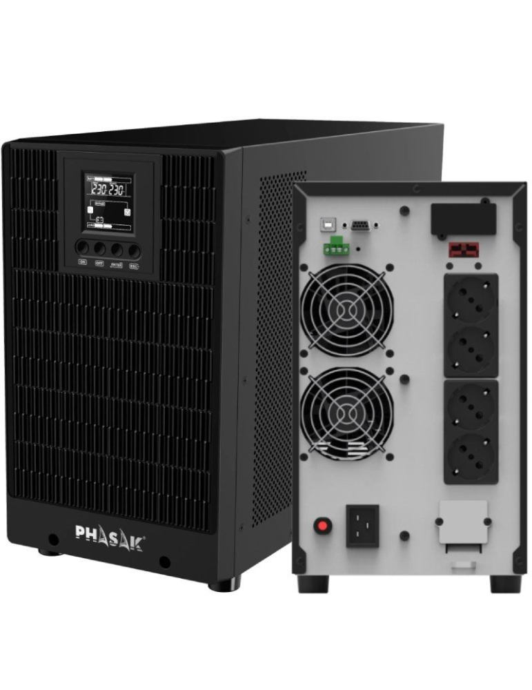 SAI Online Phasak 3000 VA Online LCD/ 3000VA-3000W/ 4 Salidas/ Formato Torre
