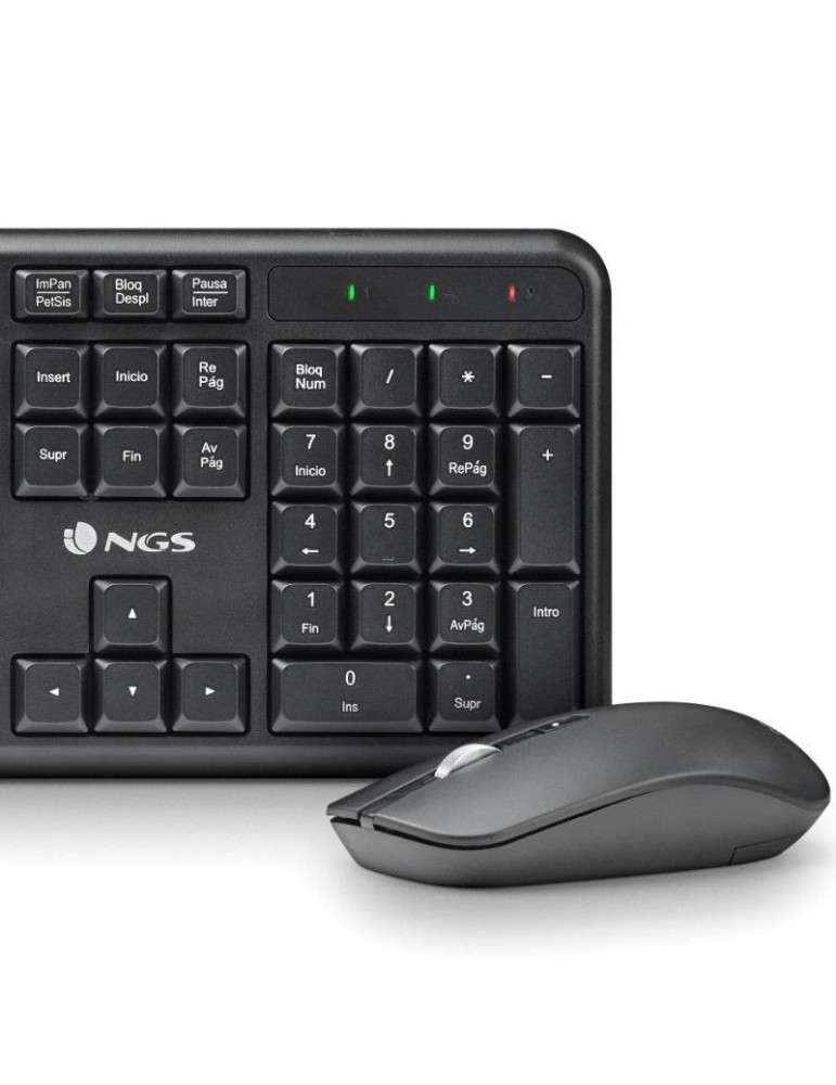 Teclado y Ratón Inalámbricos NGS Serenity Kit/ Negro
