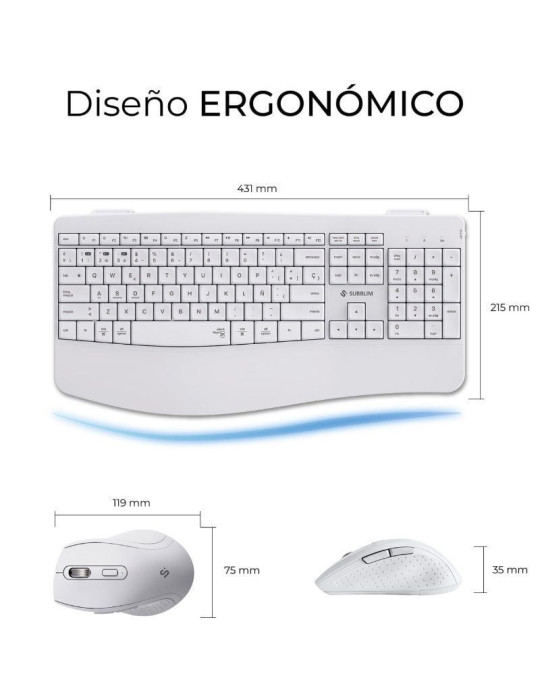 Teclado y Ratón Inalámbrico Subblim Combo Dual Office Prowave/ Blanco