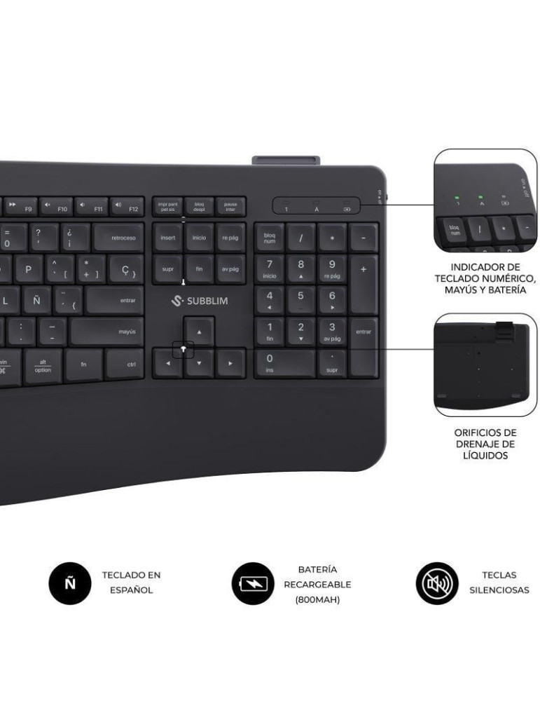 Teclado y Ratón Inalámbrico Subblim Combo Dual Office Prowave/ Negro