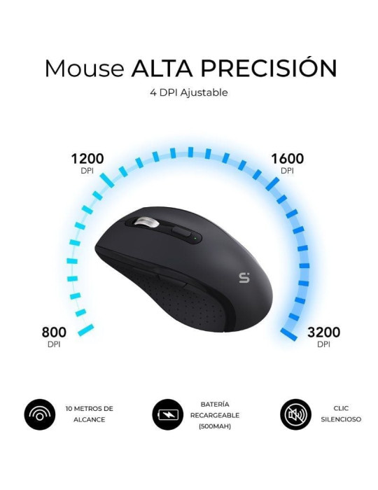 Teclado y Ratón Inalámbrico Subblim Combo Dual Office Prowave/ Negro