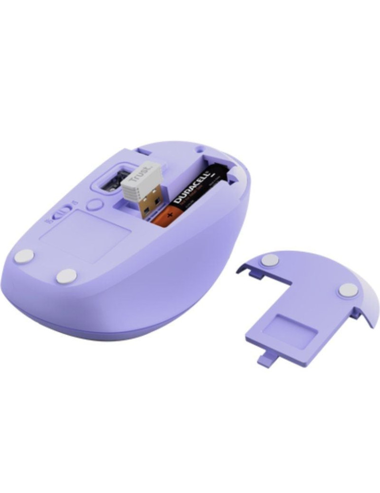 Ratón Mini Inalámbrico Trust Yvi+ Multidispositivo/ Hasta 1600 DPI/ Purpura