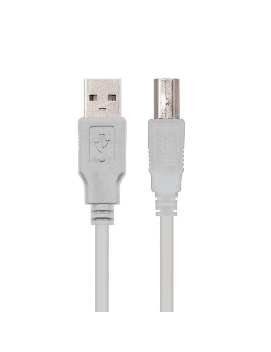 Cable USB 2.0 Impresora Nanocable 10.01.0102/ USB Tipo-B Macho - USB Macho / 480Mbps/ 1m/ Beige