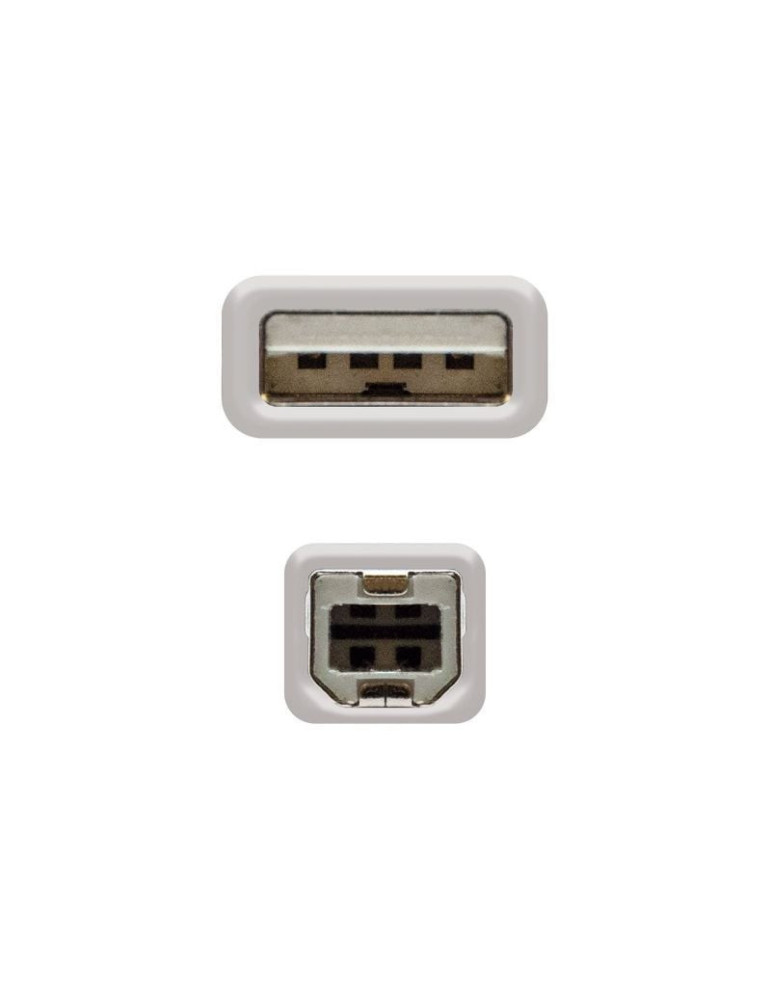 Cable USB 2.0 Impresora Nanocable 10.01.0102/ USB Tipo-B Macho - USB Macho / 480Mbps/ 1m/ Beige