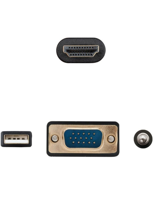 Cable Conversor Nanocable 10.15.4612/ HDMI Macho - VGA Macho/ Jack 3.5 Macho/ USB Macho/ 1.8m/ Negro