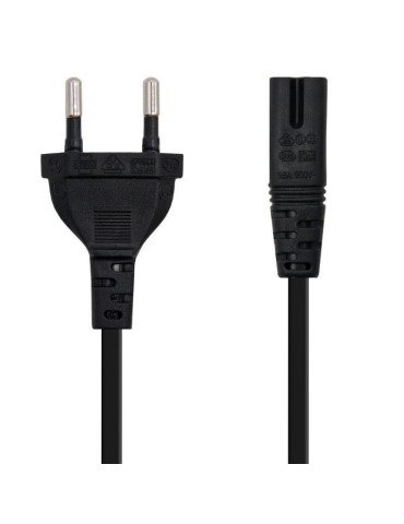 Cable Alimentación Forma 8 Nanocable 10.22.0402-L200/ CEE7/16 Macho - C7 Hembra/ 2m/ Negro 2