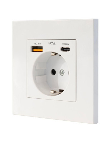Roseta de Pared Nanocable 10 35 0011/ 1 Schuko/ 1 USB Tipo-C/ 1 USB