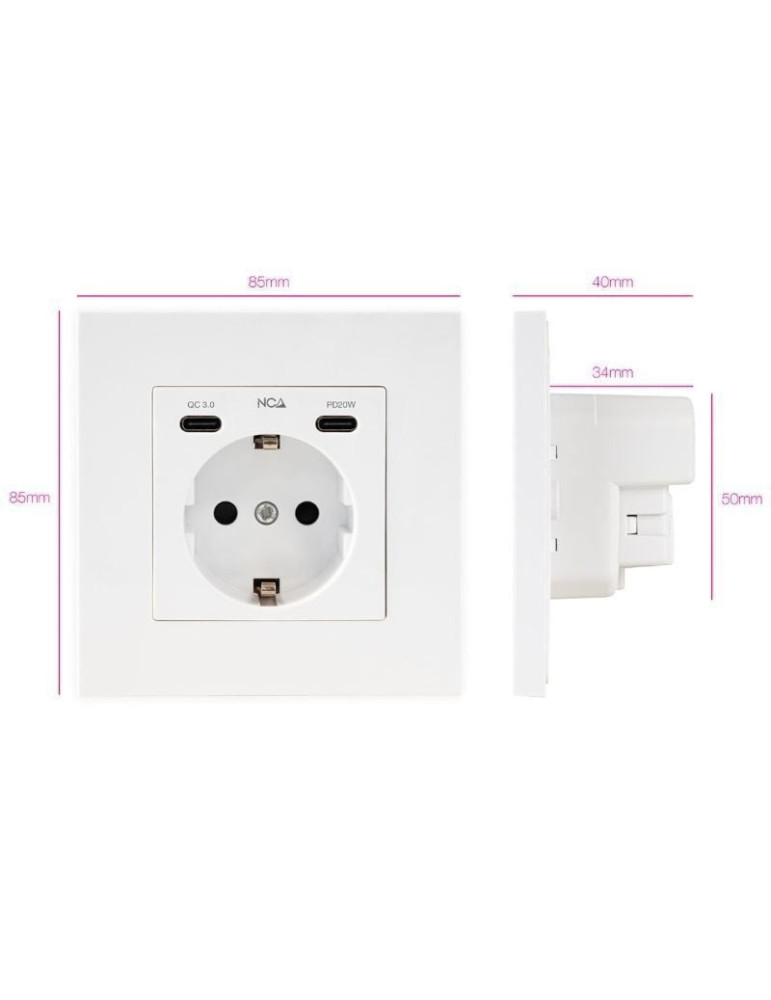 Roseta de Pared Nanocable 10 35 0012/ 1 Schuko/ 2 USB