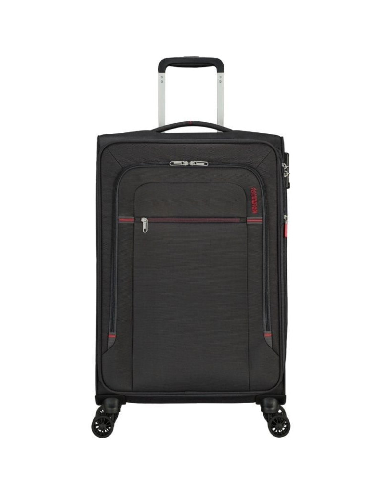 Maleta Mediana American Tourister Crosstrack Spinner Expansible 67cm/ 67.5x42x27.5cm/ 4 Ruedas/ Gris y Rojo
