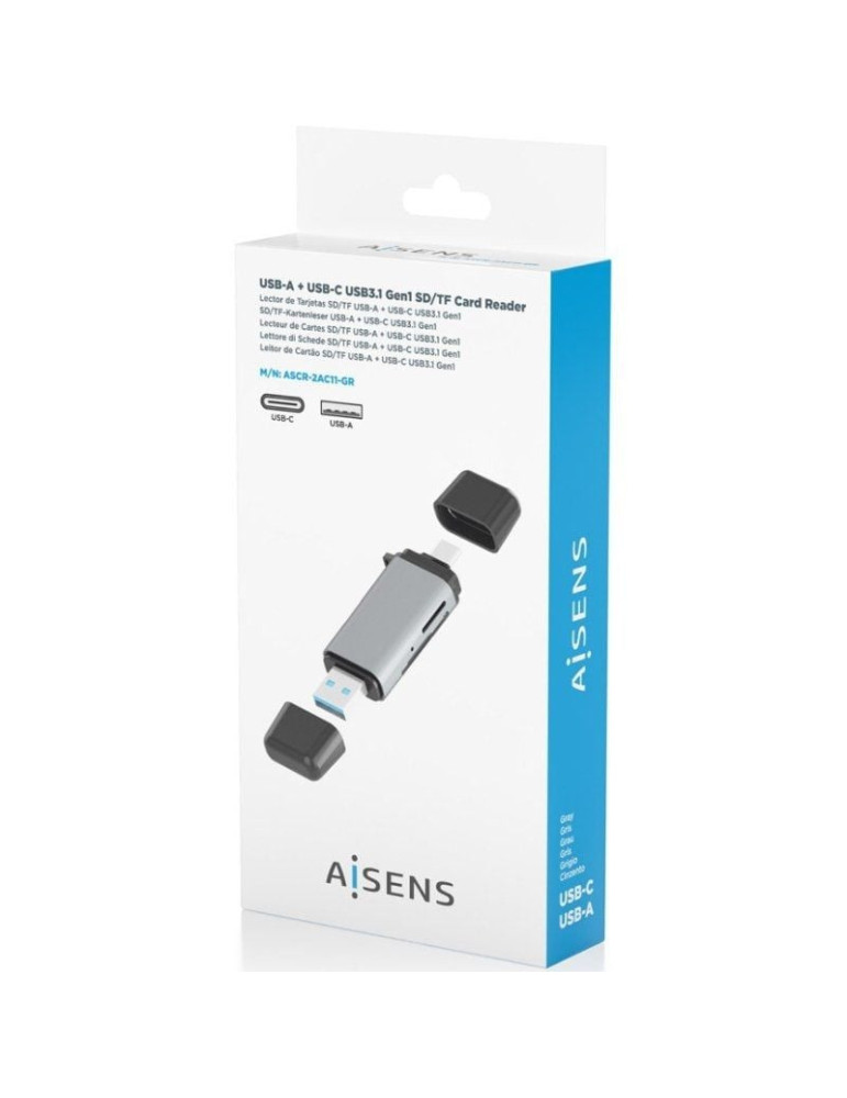 Lector de Tarjetas Externo Aisens ASCR-2AC11-GR/ USB 3.1