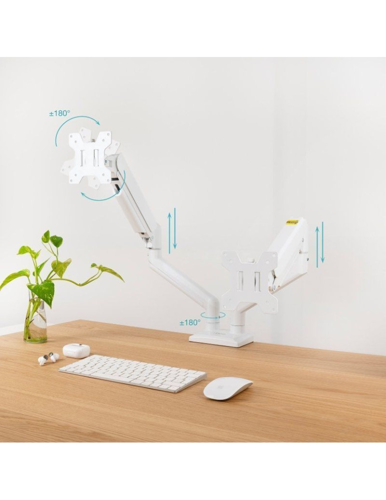 Soporte de Mesa para 2 Monitores TooQ DB1434TNR-W/ Giratorio/ Inclinable/ hasta 10kg