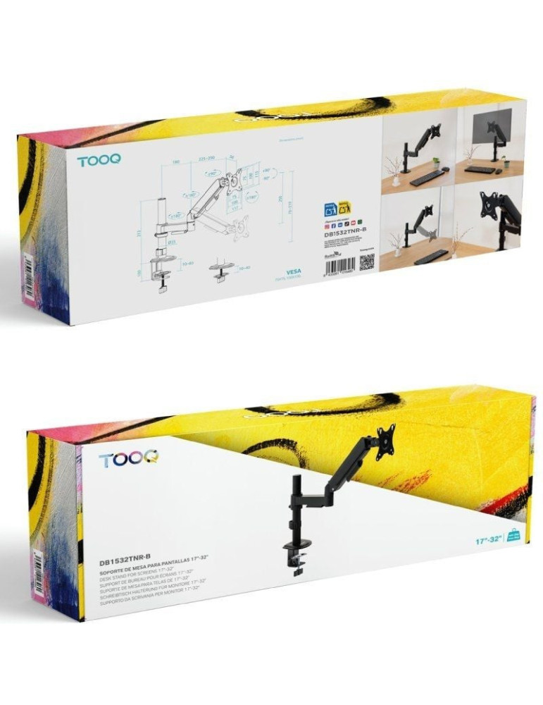 Soporte de Mesa para Monitor TooQ DB1532TNR-B/ Giratorio/ Inclinable/ hasta 9kg