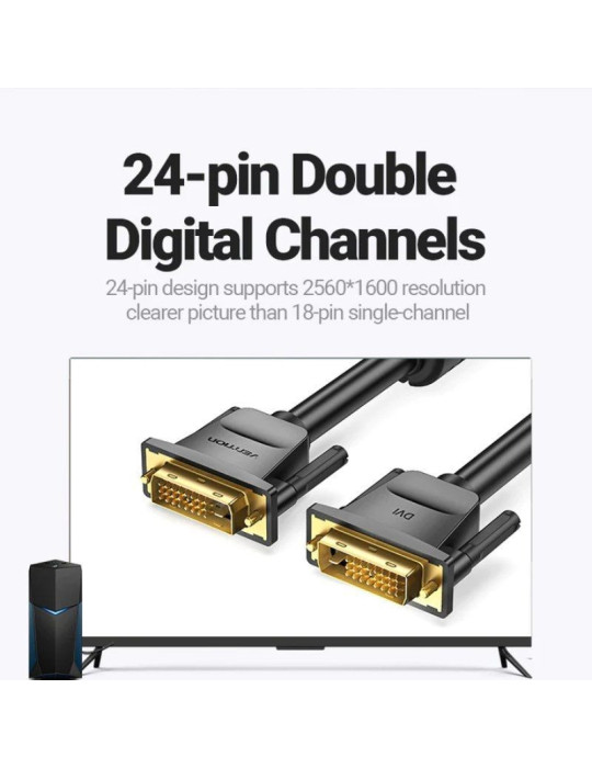 Cable DVI Vention EAABG/ DVI-D Macho - DVI-D Macho/ 1.5m/ Negro