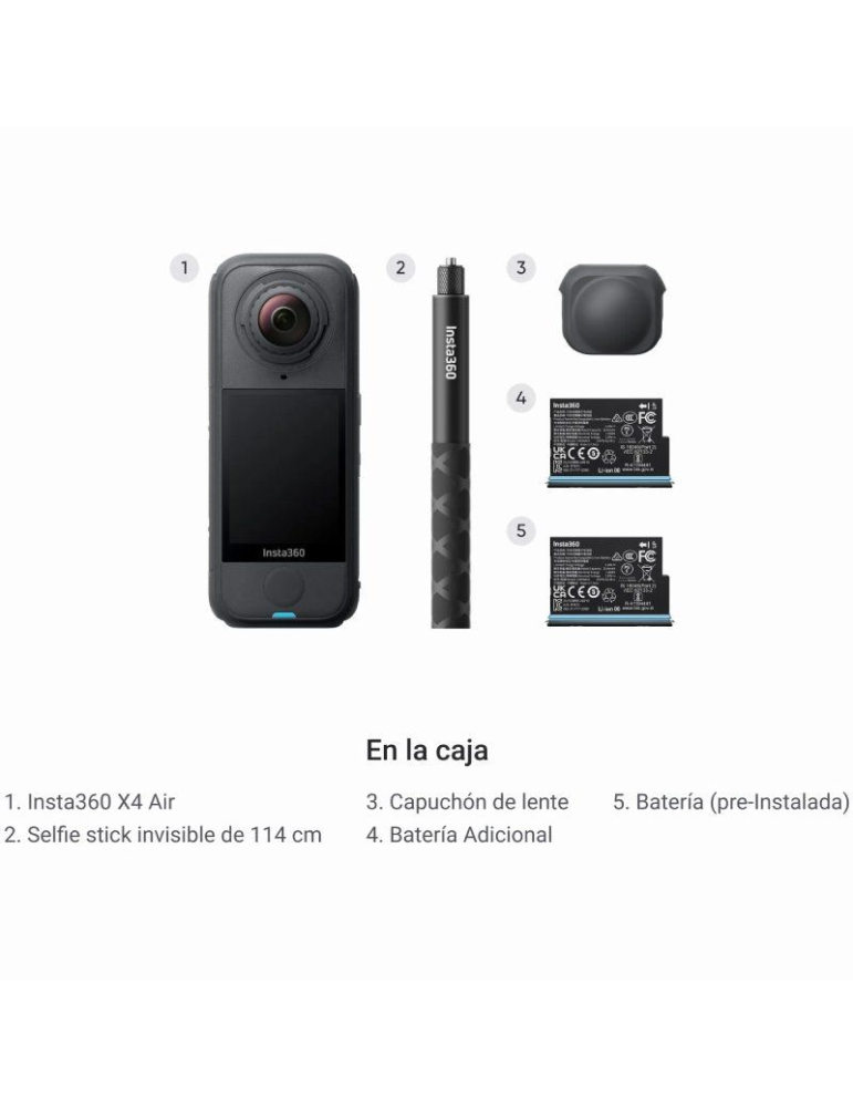 Cámara Digital Deportiva Insta360 X4 Air Pack Principiante/ 8K/ Ángulo de visión 360 / Negra