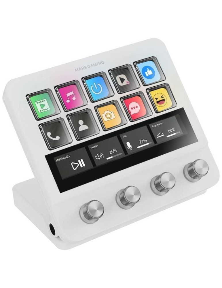 Stream Deck Mars Gaming MSD-PRO/ 10 Teclas LCD + 4 Diales Personalizables/ Blanco