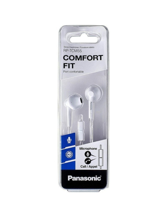 Auriculares Intrauditivos Panasonic RP-TCM55/ con Micrófono/ Jack 3.5/ Blancos