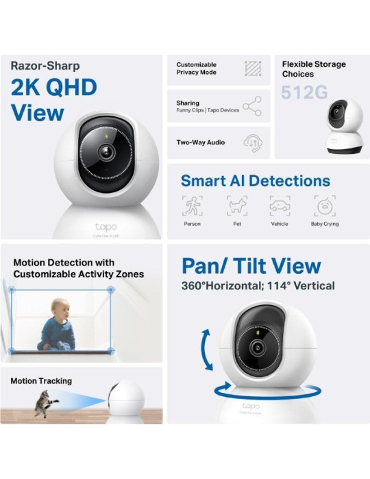 Cámara de Videovigilancia TP-Link Tapo TC72/ 360 / Visión Nocturna/ Control desde APP