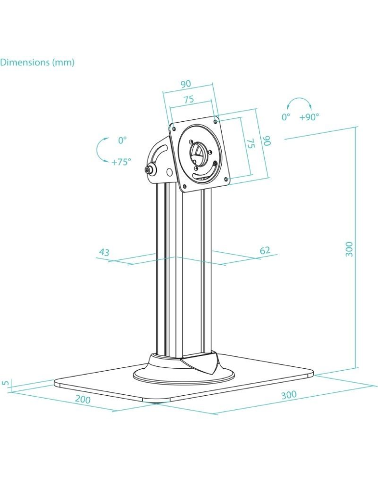 Soporte de Mesa para Marco Antirrobo de Tablet TooQ TQATC2601-B/ Negro