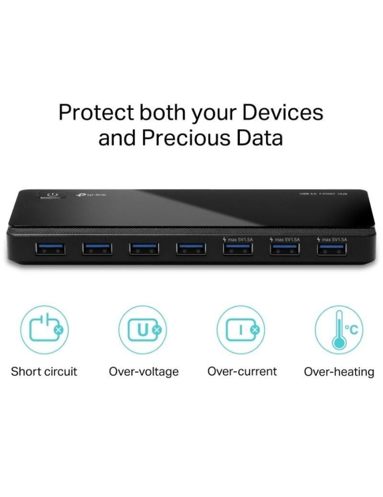 Hub USB 3.0 TP-Link UE330/ 7xUSB/ 1xMicroUSB DC/ Negro