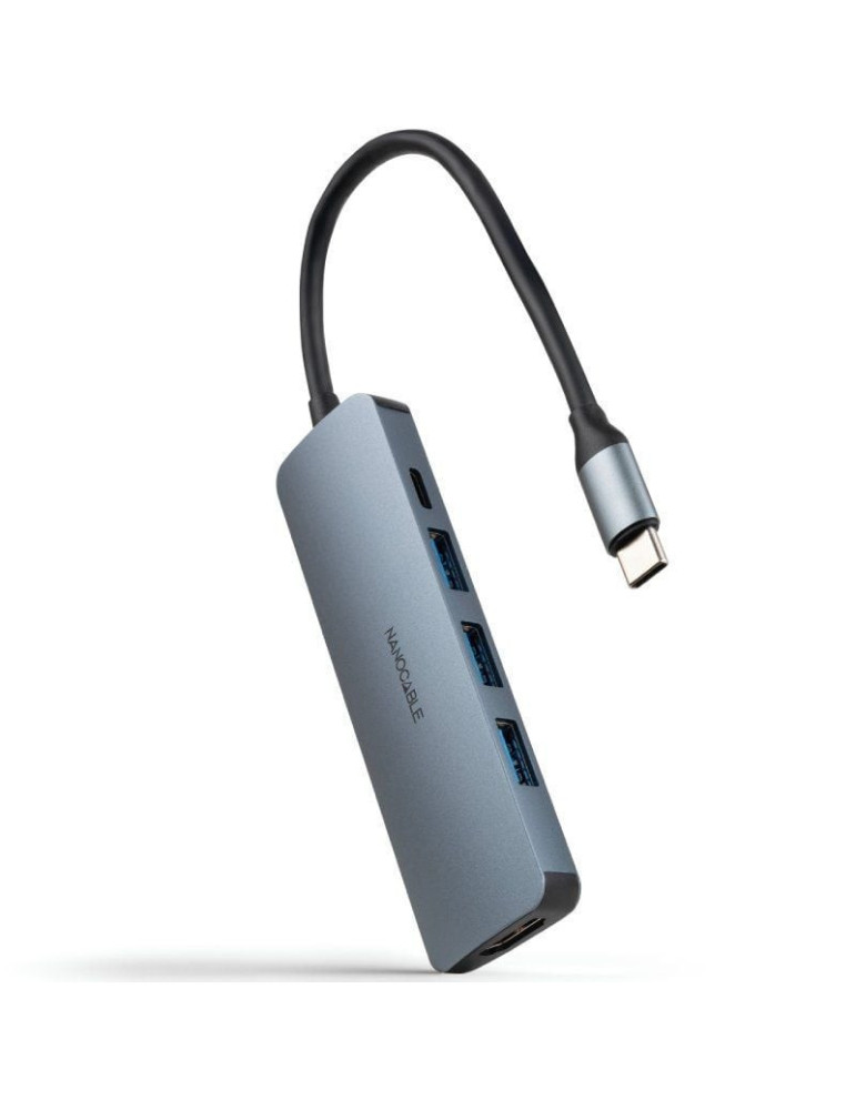 Docking Tipo-C Nanocable 10.16.4605/ 3xUSB/ 1xHDMI 4K/ 1xUSB Tipo-C PD/ Gris