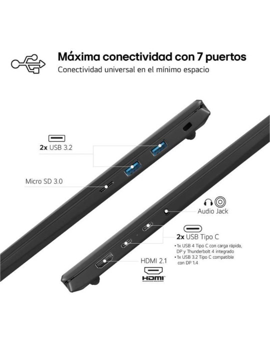 Portátil LG Gram Pro 16ZD90SP-A.AX78B Intel Core Ultra 7-155H/ 32GB/ 1TB SSD/ GeForce RTX 3050/ 16"/ Sin Sistema Operativo