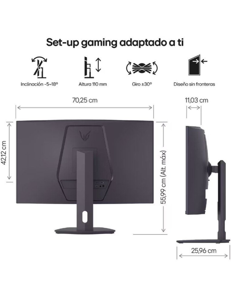 Monitor Gaming Curvo LG UltraGear 32G600A-B 31.5"/ QHD/ 1ms/ 180Hz/ VA/ Regulable en altura/ Negro