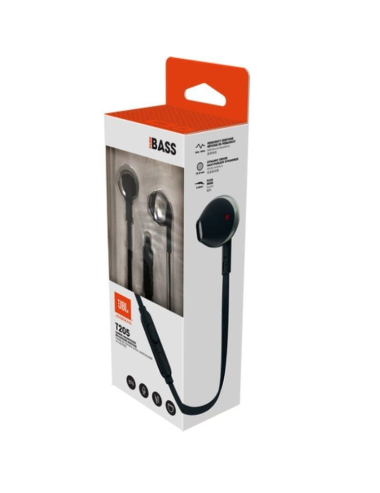 Auriculares Intrauditivos JBL Tune 205/ con Micrófono/ Jack 3.5/ Negros