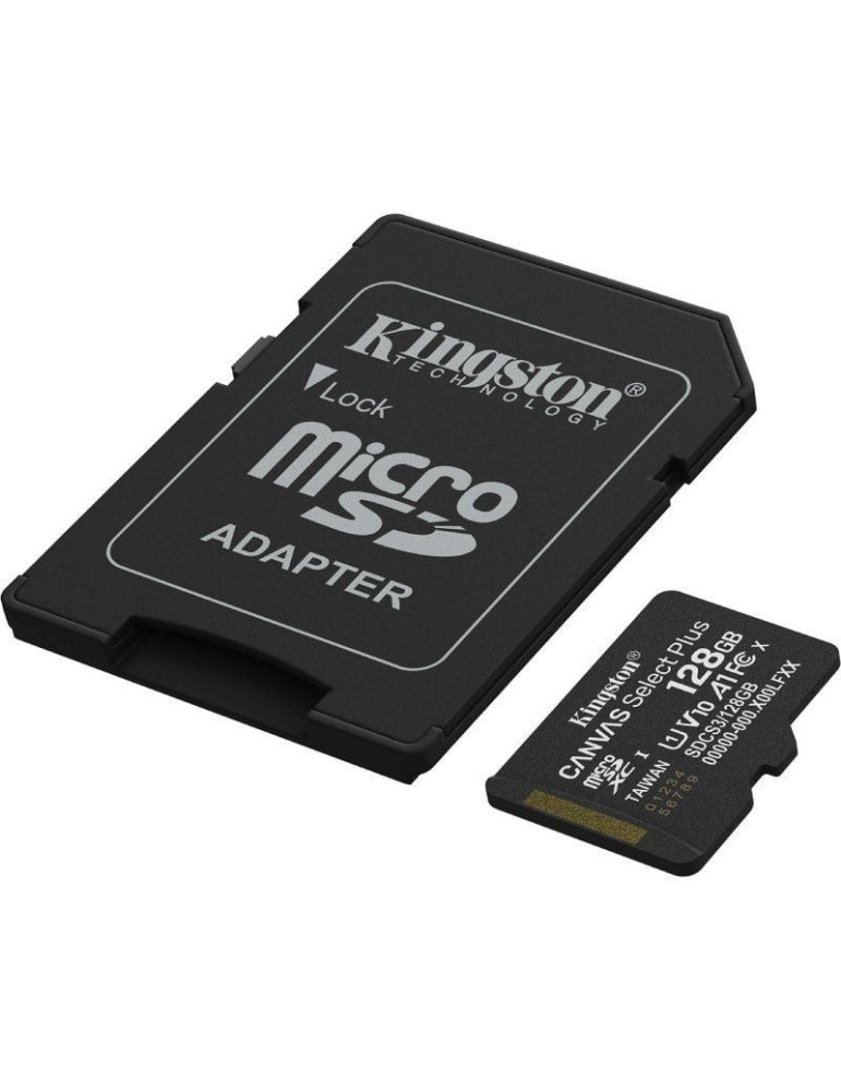 Tarjeta de Memoria Kingston CANVAS Select Plus 128GB microSD XC con Adaptador/ Clase 10/ 150MBs